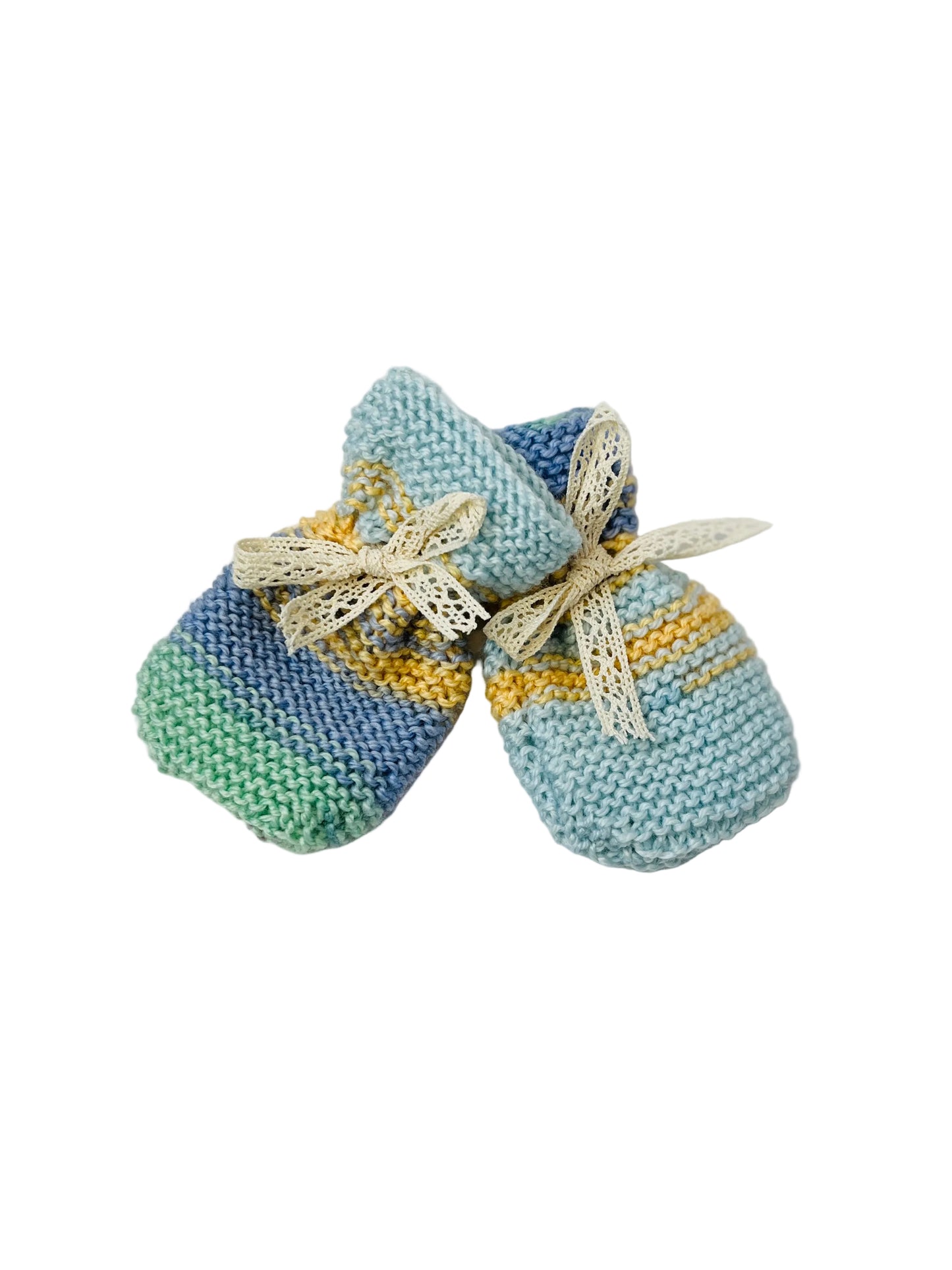 Vintage Style Hand Knitted Baby Bonnet and Mitt Set