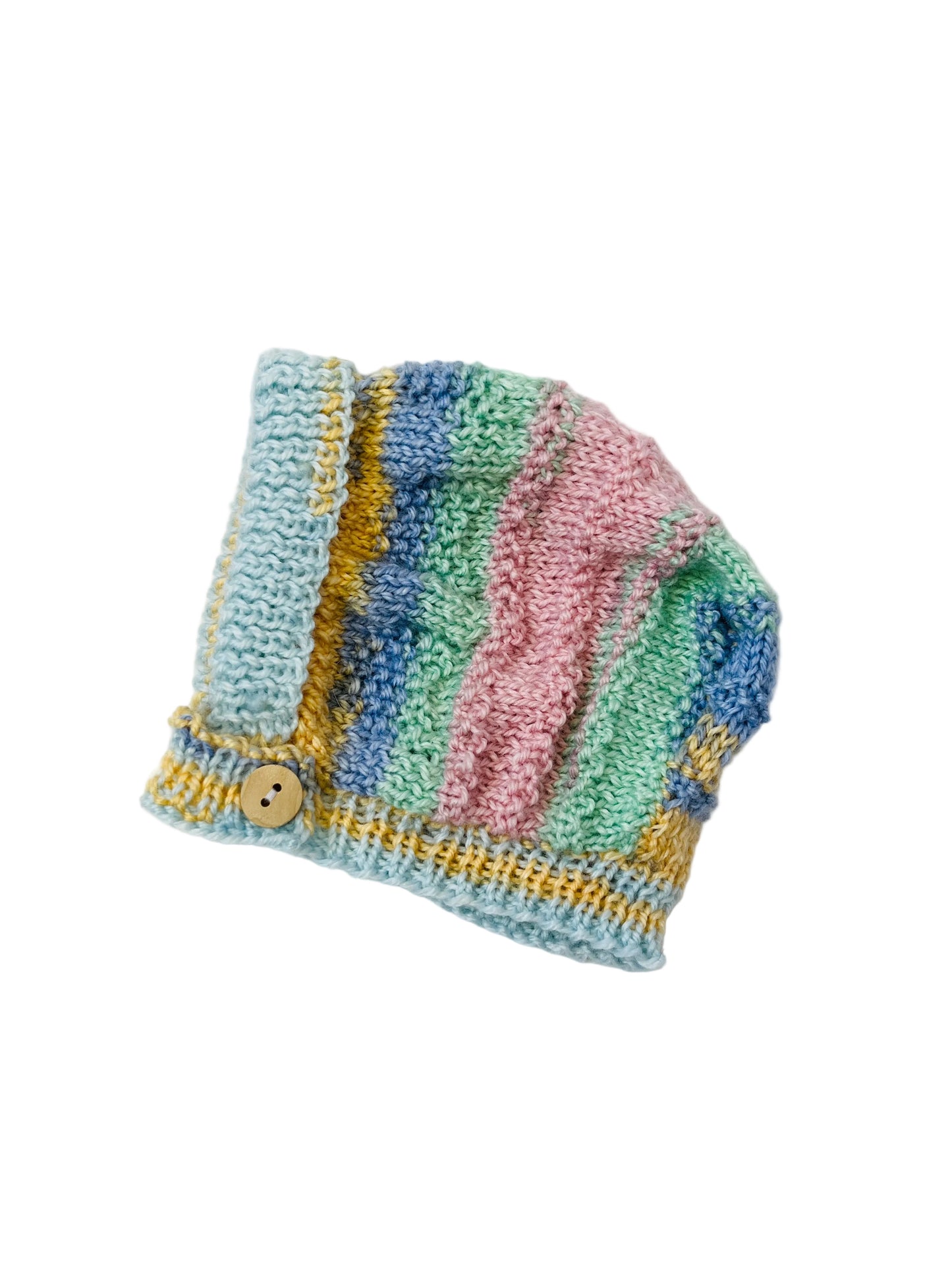 Vintage Style Hand Knitted Baby Bonnet and Mitt Set