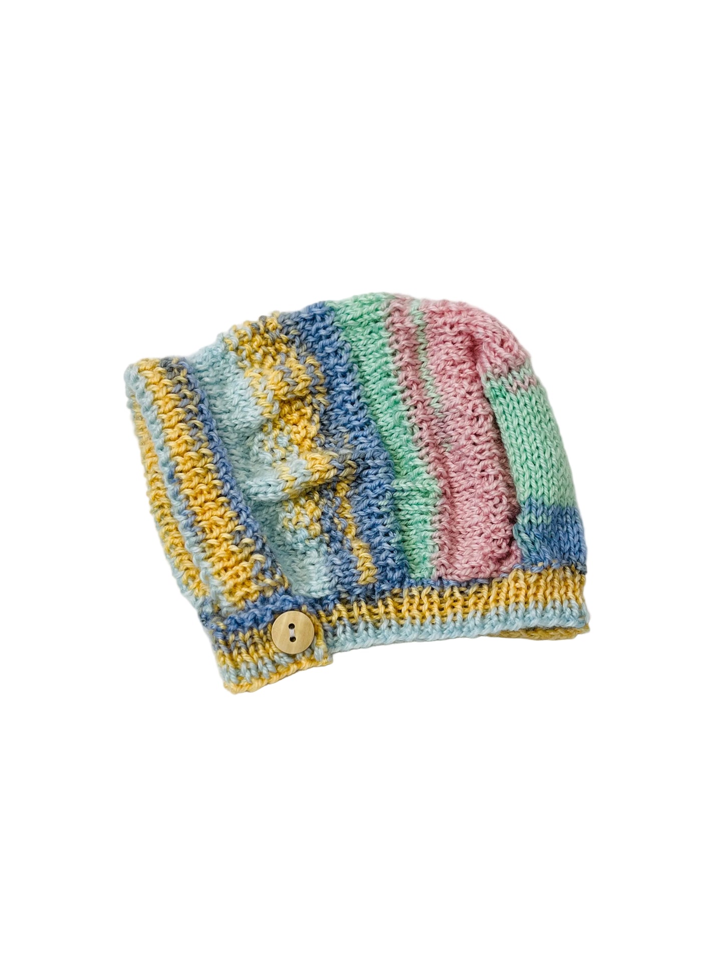 Vintage Style Hand Knitted Baby Bonnet and Mitt Set