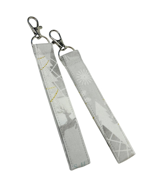 Winter Holiday Themed Keychain Wristlet Lanyard
